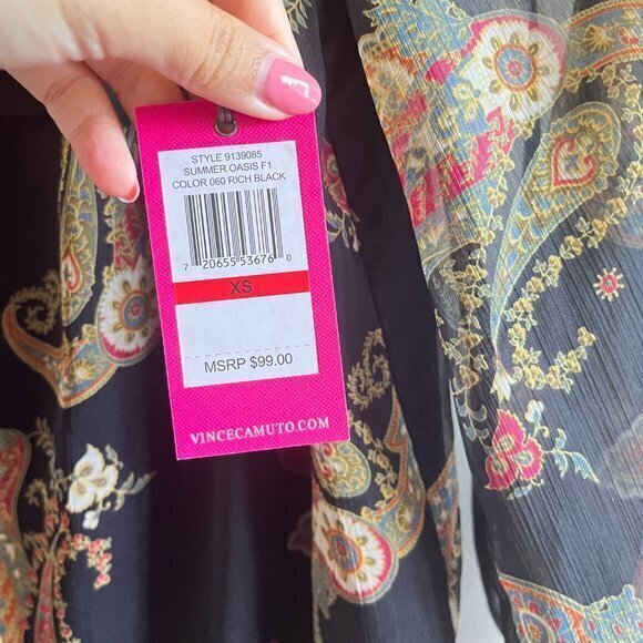 Vince Camuto Off The Shoulder Blouse Top Rich Black Womens Size XSmall - Picture 4 of 6